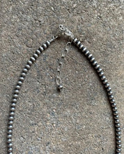 Load image into Gallery viewer, 4mm 36 Inch 925 Sterling Silver Oxidized Pearls Bead Necklace Southwestern