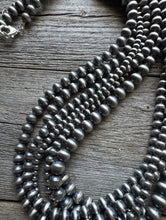 Load image into Gallery viewer, 4,5,6,7,8 Multi Strand 925 Sterling Silver Oxidized Pearls Bead Necklace 24 Inch