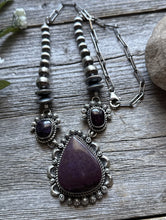 Load image into Gallery viewer, Navajo Sterling Silver Purple Sugilite Lariat Y Chain Bead Necklace KY