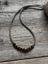 Load image into Gallery viewer, Round Tigers Eye 4mm Sterling Silver Pearls Choker Bead Necklace. 16 Inch. Gift
