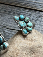 Load image into Gallery viewer, Navajo Native Sterling Silver Turquoise Cluster Cuff Bracelet Geraldine James