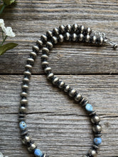 Load image into Gallery viewer, Sterling Silver Golden Hill Turquoise Nuggets W Pearls Bead Necklace. 18 inch
