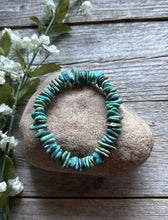 Load image into Gallery viewer, Blue Green Turquoise Nuggets 7 Inch Stretch Elastic Stretchy Bead Bracelet Gift