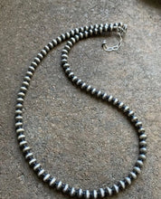 Load image into Gallery viewer, 6mm 36 Inch 925 Sterling Silver Oxidized Pearls Bead Necklace Southwestern