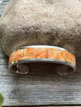 Load image into Gallery viewer, Zuni Native Sterling Silver Spiny Oyster Inlay Cuff Bracelet Glendora Booqua