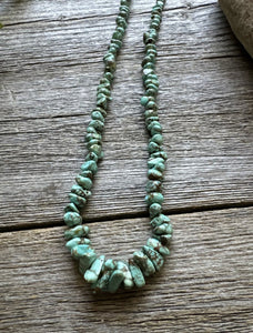 Sterling Silver Number 8 Turquoise Nuggets Bead Necklace Strand. 18 inch