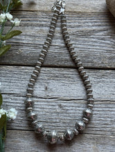Load image into Gallery viewer, Sterling Silver Stamped Corrugated Pearls Bead Necklace. 18 inch