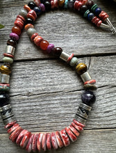 Load image into Gallery viewer, Tommy &amp; Rosita Singer T R Sterling Silver Red Spiny Oyster Bead Necklace 28”