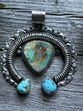 Load image into Gallery viewer, Native American Sterling Silver Royston Turquoise Naja Pendant Handmade CY