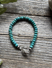 Load image into Gallery viewer, Sterling Silver Blue Green Turquoise 6mm 6 Inch Bead Bracelet Gift