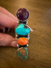 Load image into Gallery viewer, Navajo sterling silver mutistone ring adjustable size