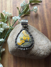 Load image into Gallery viewer, Native Navajo Sterling Silver Yellow Bumblebee Jasper Pendant Etta Enditto Gift