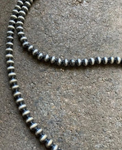 Load image into Gallery viewer, 6mm 32 Inch 925 Sterling Silver Oxidized Pearls Bead Necklace Southwestern