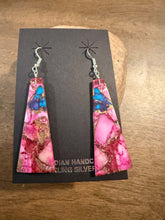 Load image into Gallery viewer, Navajo sterling silver turquoise slab earrings