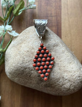 Load image into Gallery viewer, Navajo Sterling Silver Red Coral Cluster Pendant P Johnson