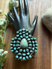 Load image into Gallery viewer, Native American Sterling Silver Turquoise Cluster Cuff Bracelet. RY