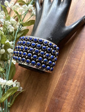 Load image into Gallery viewer, Native American Sterling Silver Lapis Cluster Cuff Bracelet H Happy Piasso