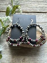 Load image into Gallery viewer, Southwestern Sterling Silver Purple Spiny Oyster Pearls Double Loop Earrings