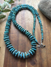 Load image into Gallery viewer, Long Sterling Silver Graduated Blue Turquoise Bead Necklace. 30 inch