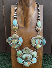 Load image into Gallery viewer, Navajo Sterling Silver Blue Green Royston Turquoise Cluster Lariat Necklace KY