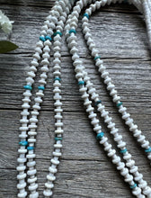 Load image into Gallery viewer, Vintage Native American Sterling Silver White Howlite Turquoise Bead Necklace 37