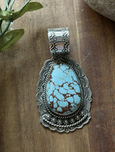 Load image into Gallery viewer, Navajo Sterling Silver Number 8 Turquoise Handmade Pendant Etta Enditto Gift