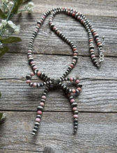 Load image into Gallery viewer, Bow Sterling Silver Multi Graduated Pink Conch Pearls Bead Necklace 24 inch Gift