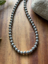 Load image into Gallery viewer, Sterling Silver 8mm Stamped Pearls Bead Necklace. 16 Inch