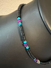 Load image into Gallery viewer, Sterling silver black onyx turquoise necklace 18 inch