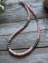 Load image into Gallery viewer, Southwestern Sterling Silver Pink Conch 6mm Pearls Bead Necklace 18 Inch