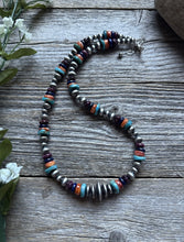 Load image into Gallery viewer, Southwestern Sterling Silver Multi Stone W Pearls Bead Necklace. 18 inch