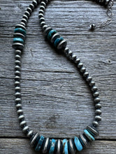 Load image into Gallery viewer, Sterling Silver Blue Turquoise W 5mm Pearls Bead Necklace. 18 inch