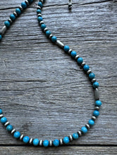 Load image into Gallery viewer, Sterling Silver Blue Turquoise W Pearls Bead Necklace. 16 inch