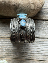 Load image into Gallery viewer, Navajo Sterling Silver Golden Hill Turquoise Cuff Bracelet H Piasso
