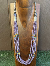 Load image into Gallery viewer, Southwestern Sterling Silver Multi Stone Purple Pearls Bead Necklace 30 Inch