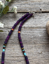 Load image into Gallery viewer, Dyed Sugilite Multi Stone Color Sterling Silver Bead Necklace. 18 inch Gift