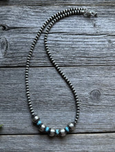 Load image into Gallery viewer, Lot of 5 Sterling Silver Turquoise Pearls Bead Necklaces Set. 16 - 24 inch. Gift