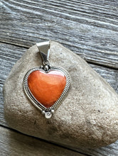 Load image into Gallery viewer, Native American Sterling Silver Orange Spiny Oyster Heart Pendant C Charley