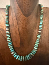Load image into Gallery viewer, Sterling silver graduated turquoise necklace 18 inch