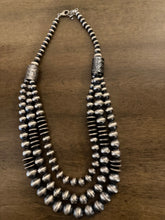 Load image into Gallery viewer, Sterling Silver Layered Multi Strand Pearls Bead Necklace 22 Inch “Navajo Style”