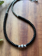 Load image into Gallery viewer, Sterling Silver Black Onyx W Multi Bead Pearls Necklace. 18 Inch. Gift