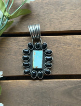 Load image into Gallery viewer, Navajo Sterling Silver Black Onyx Turquoise Cluster Pendant  La Rose