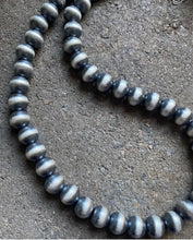 Load image into Gallery viewer, 10mm 12 Inch 925 Sterling Silver Oxidized Pearls Bead Necklace Southwestern