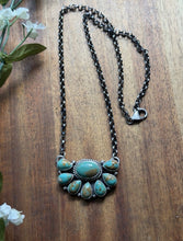 Load image into Gallery viewer, Navajo Sterling Silver Turquoise Cluster Chain Necklace Marcella James