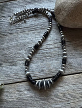 Load image into Gallery viewer, Sterling Silver Multi Bead Black Onyx W Pearls Bead Necklace. 18 inch. Gift