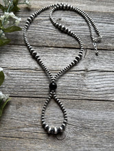 Load image into Gallery viewer, Jacla Sterling Silver Multi Graduated Onyx Pearls Bead Necklace 24 inch