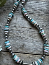 Load image into Gallery viewer, Sterling Silver Pink Conch Turquoise W Pearls Kokopelli Bead Necklace 18 Inch