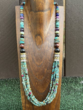 Load image into Gallery viewer, Tommy Rosita Singer T R Sterling Silver Multi Strand Turquoise Bead Necklace 30”