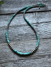 Load image into Gallery viewer, Southwestern Sterling Silver 4mm Blue Turquoise W Pearls Bead Necklace. 18 inch