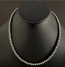 Load image into Gallery viewer, 5mm 36 Inch 925 Sterling Silver Oxidized Pearls Bead Necklace Southwestern